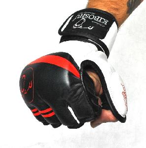Kiboshu Перчатки MMA /Белый с черным/Кожа-Зам